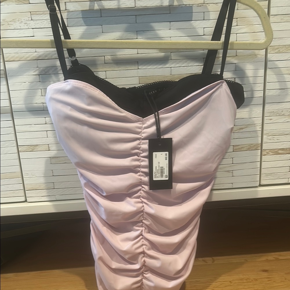 Pink Ruched Bodycon Knit Sweetheart Neckline Top